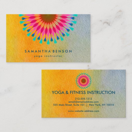 Elegant Lotus Flower Logo Yoga Visitekaartje (Voorkant / Achterkant)