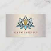 Elegant Lotus Flower Mandala Logo Yoga Instructor Visitekaartje (Voorkant)