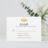 Elégant Lotus Flower Wedding Carte RSVP (Debout devant)