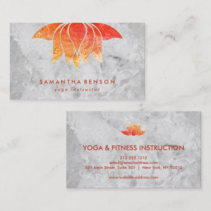 Elegant Lotus Flower White Marble Yoga Instructor Visitekaartje