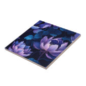 Élégant Lotus foncé Motif Floral Carreau (Côté)