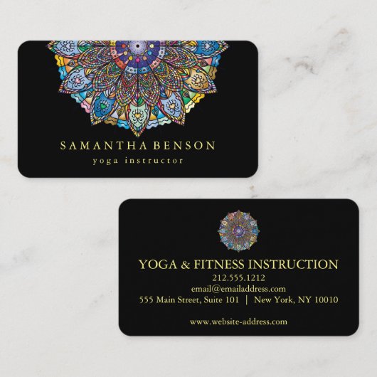 Élégant Lotus Mandala Logo Yoga Carte de visite (Devant / Derrière)