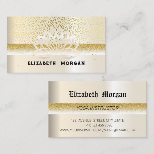 Elégant lotus or fleur yoga, carte de visite (Devant / Derrière)