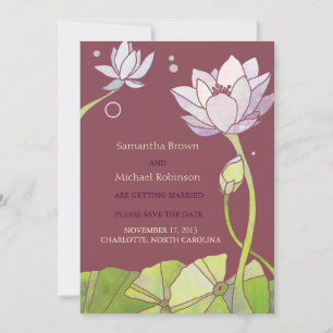Elegant Lotus Wedding Save the Date Invitations