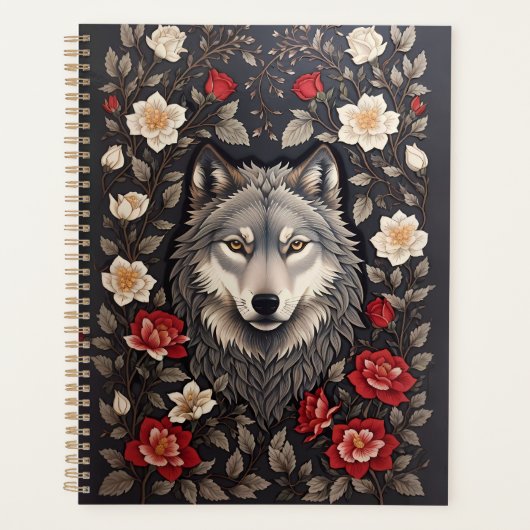Élégant loup gris floral (Devant)