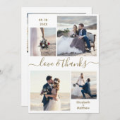Elegant Love and Bedankt Script 4 Photo Wedding (Voorkant / Achterkant)