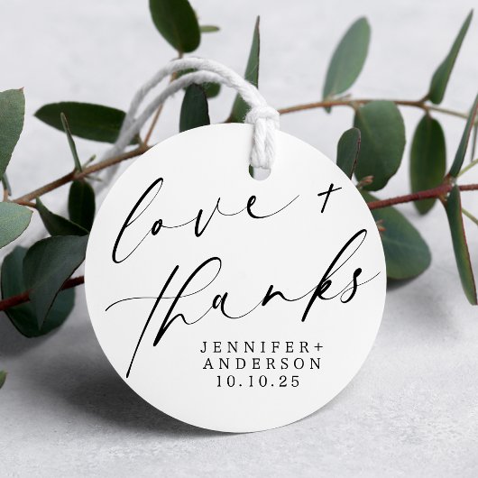 Elegant Love and Bedankt Script Heart Wedding Bedankjes Labels