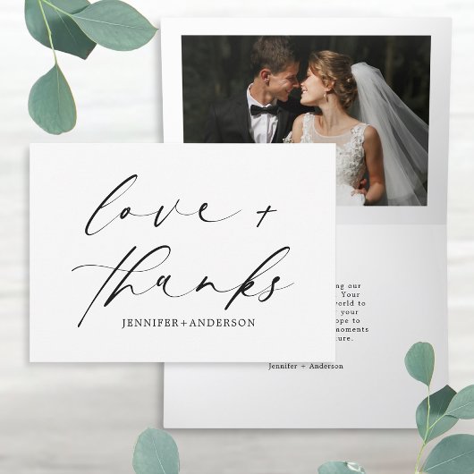 Elegant Love and Bedankt Script Photo Wedding