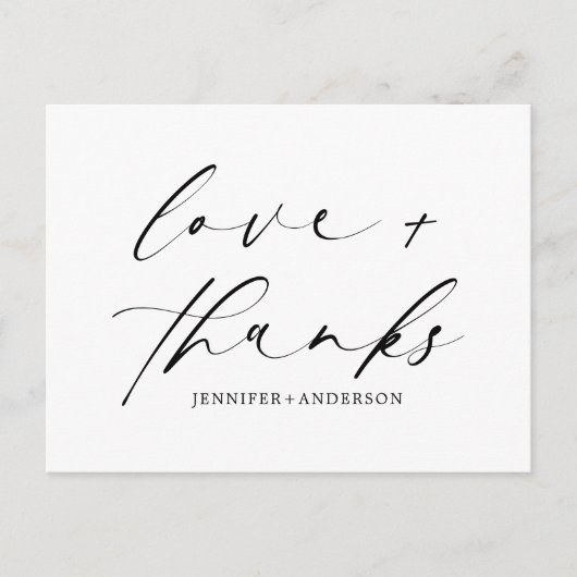 Elegant Love and Bedankt Script Photo Wedding Briefkaart (Voorkant)