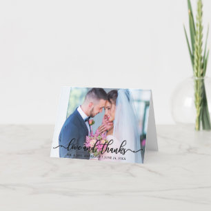 Elegant Love and Bedankt Wedding Photo Blk Note