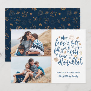 Elegant Love and Light Hanukkah 2 Foto Feestdagenkaart