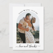 Elegant Love and Thanks Script Photo Arch Wedding Bedankkaart (Voorkant)