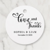 Elegant Love and Thanks Script Wedding Bedankjes Labels (Achterkant)