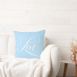 Elegant Love Calligraphy Iets blauw Kussen
