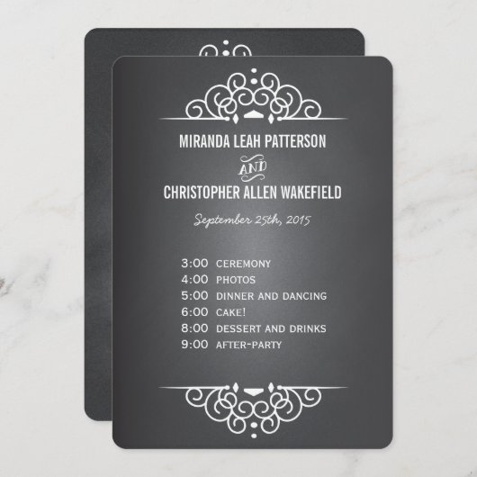 Elegant Love Chalkboard Programme | Menu-kaart Programma (Voorkant / Achterkant)