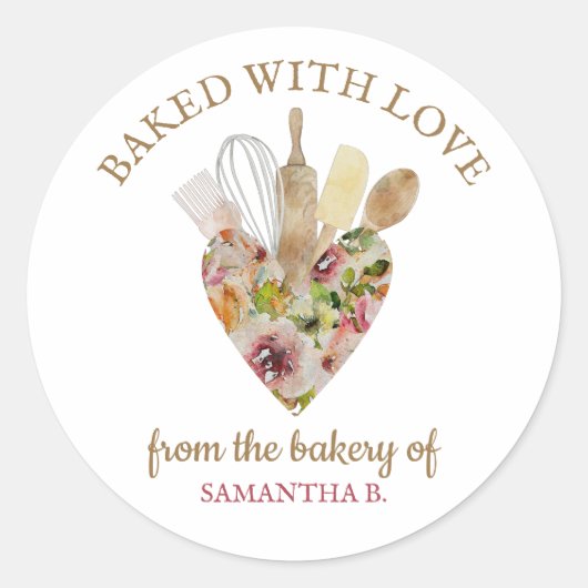 Elegant Love Chef Rustic Holiday Baker Ronde Sticker (Voorkant)
