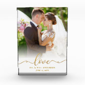 Elegant Love Gold Script Mr en Mrs Wedding Fotoblokken (Voorkant)