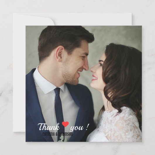 Elegant Love Heart Wedding Photo Kaart (Voorkant)