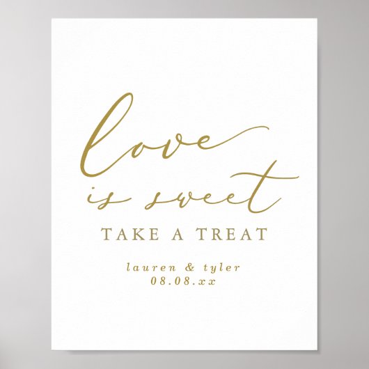 Elegant Love is Sweet Gold Personalized Sign Poster (Voorkant)