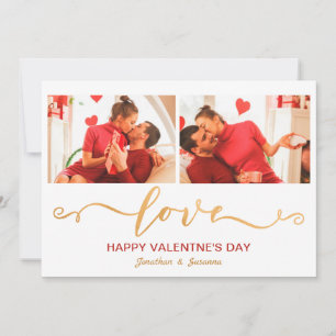 Elegant Love Script Happy Valentine's Day Photo Feestdagenkaart