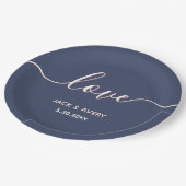 Elegant Love Script Navy & Blush White Wedding Papieren Bordje (Gekanteld)