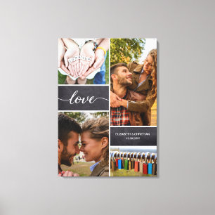Elegant Love Script Photo Collage Chalkboard Canvas Afdruk