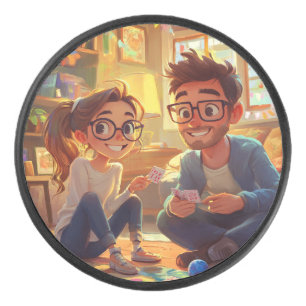 Elegant Love Script Wedding Photo Album Multomap Hockey Puck