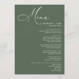 Elegant Lovely calligraphy Wedding green Menu