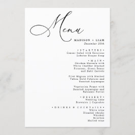 Elegant Lovely calligraphy Wedding Menu