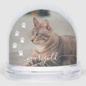 Elegant Loving Memory Cat Pet Name Photo Memorial Sneeuwbol (Achterkant)