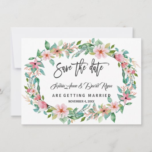 Elegant Luau Tropische Floral redt de datum Save The Date (Voorkant)