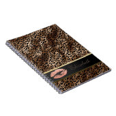 Elegant Luipaard Patroon Glitter Lippen Notitieboek (Rechterzijde)