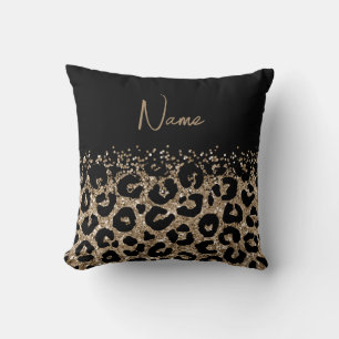 Elegant luipaardprintkussen met naam kussen