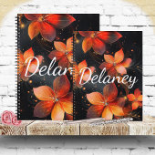 Elegant Luminous Fire Orange Floral Planner