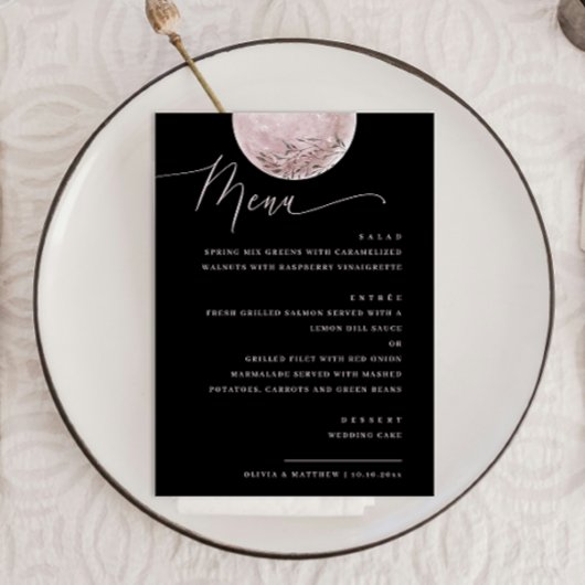 Elegant Lune Rose | Menu de dîner de mariage céles