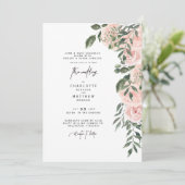 Elegant Lush Blush Floral Beide ouders bruiloft Kaart (Staand voorkant)