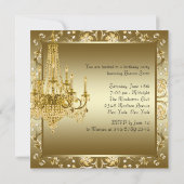Elégant lustre d'or Invitations de fête d'annivers (Dos)