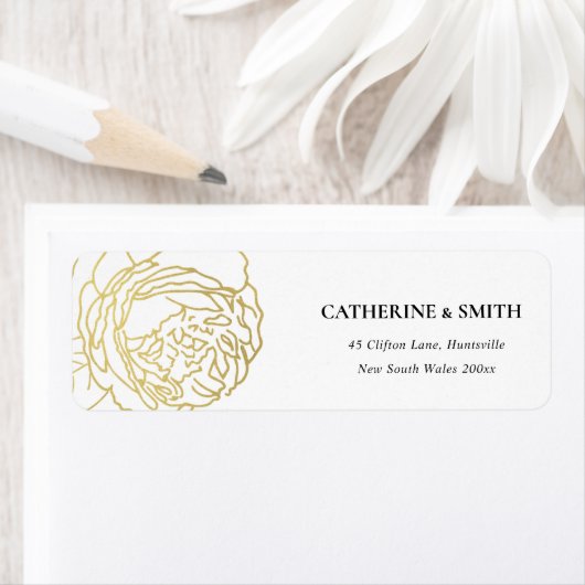 ÉLÉGANT LUX FAUX OR ROSE FLORAL ÉTIQUETTE DE ADRES (En situation)