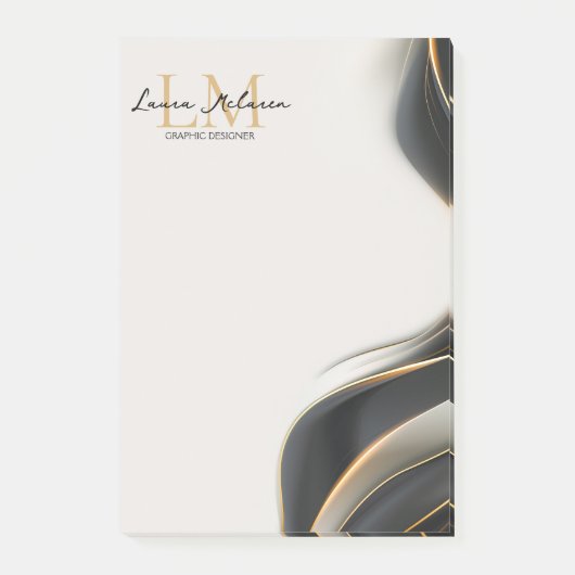 Elegant Luxe Aesthetics Monogram Black Veil Post-it® Notes (Voorkant)