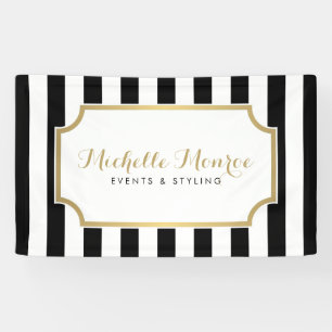 Elegant Luxe Bold Black en White Stripes Banner