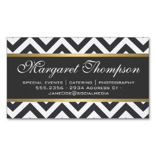 Elegant Luxe Chevron Pattern Gold Trim Magnetisch Visitekaartje
