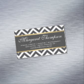 Elegant Luxe Chevron Pattern Gold Trim Magnetisch Visitekaartje (Voorbeeld)