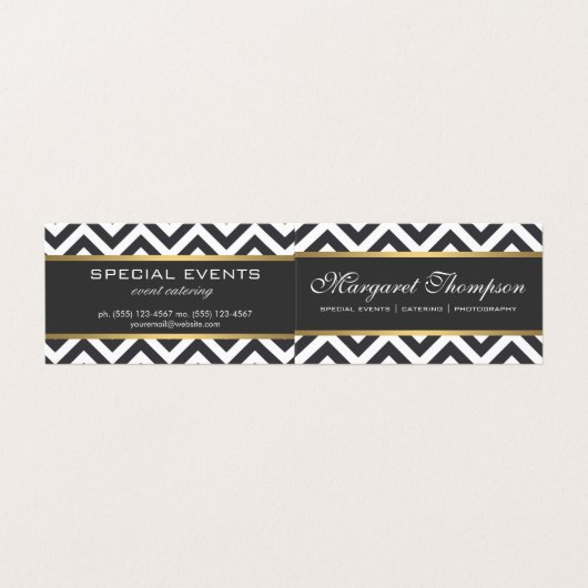 Elegant Luxe Chevron Pattern Gold Trim Visitekaartjes (Buitenkant ongevouwen)