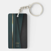 Elegant Luxe Donkergroen Goud Monogram Naam Sleutelhanger (achterkant)