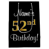 Elegant, luxe, Faux Gold Kijk 52e verjaardag Medium Cadeauzakje (Achterkant)