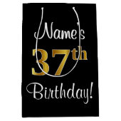 Elegant, Luxe, Faux Gold Look 37e verjaardag Medium Cadeauzakje (Voorkant)