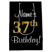Elegant, Luxe, Faux Gold Look 37e verjaardag Medium Cadeauzakje (Achterkant)
