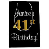 Elegant, luxe, Faux Gold Look 41e verjaardag Medium Cadeauzakje (Voorkant)