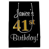 Elegant, luxe, Faux Gold Look 41e verjaardag Medium Cadeauzakje (Achterkant)