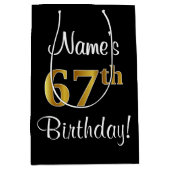 Elegant, Luxe, Faux Gold Look 67e verjaardag Medium Cadeauzakje (Voorkant)